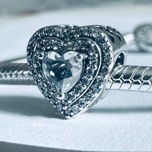 Brand New Authentic Pandora Sparkling Leveled Hearts Charm/ Pandora bracelet